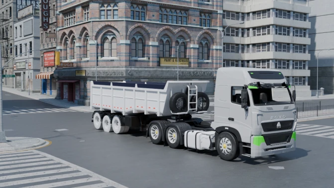 Mod Howo A7 Container Trailer Truck – Proton Bus Sim - Vista Principal/Lateral (Proton Bus Simulator)