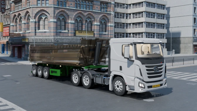 Mod Hyundai Xcient Heavy Tipper Truck – Proton Bus Sim - Vista Principal/Lateral (Proton Bus Simulator)