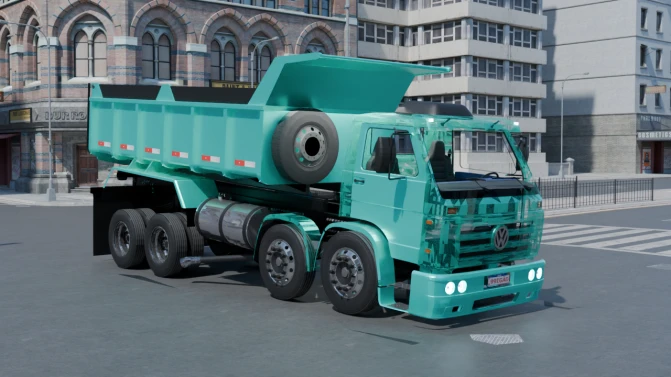 Mod Volkswagen Titan Bitruck Dump (8x2) – Proton Bus - Vista Principal/Lateral (Proton Bus Simulator)