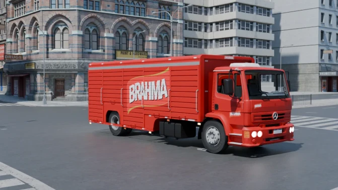 Mod Mercedes-Benz 1720 – Brazilian Beverage Truck Mod - Vista Principal/Lateral (Proton Bus Simulator)