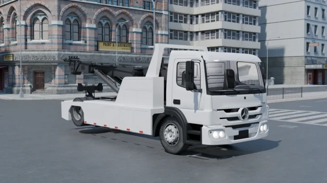 Mod Mercedes-Benz Atego 1726 Guincho – Tow Truck Mod - Vista Principal/Lateral (Proton Bus Simulator)